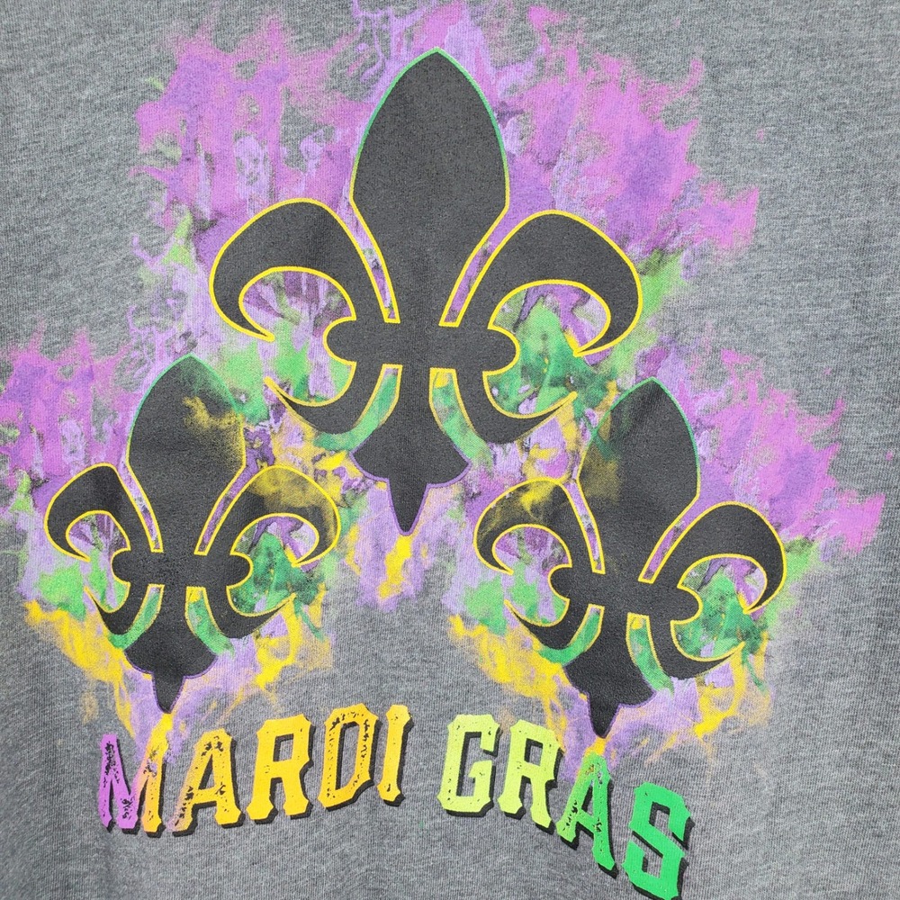 Mardi Gras Fleur De Lis Graphic T-Shirt Mens 3XL Gray Heather New Orleans Tee - Picture 5 of 6